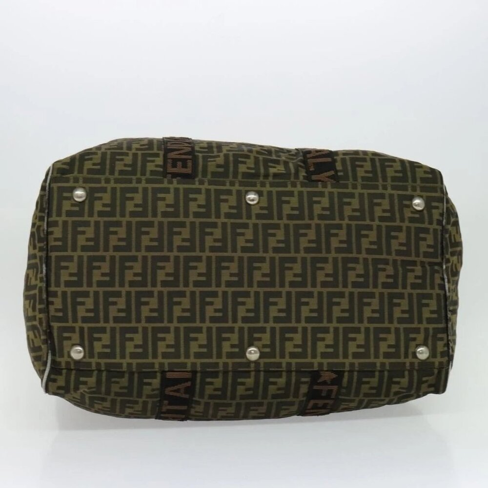 FENDI Zucca Canvas Boston Bag Brown Black Auth BA4042 - Picture 6 of 15